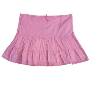 Cruise Wear & Co Pink Cotton Eyelet Mini Skirt Fit Flare Lace Swiftie Coquette S